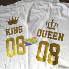 Круті футболки King / Queen з номером Білі