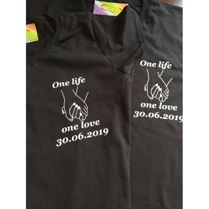 Парні футболки Руки One love / One life Чорні