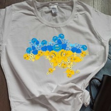 Патріотична футболка мапа України з квітів